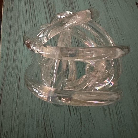 Clear Iridescent Glass Knot Infinity Circle Sculpture By Nouveau Art Glass - Picture 3 of 4